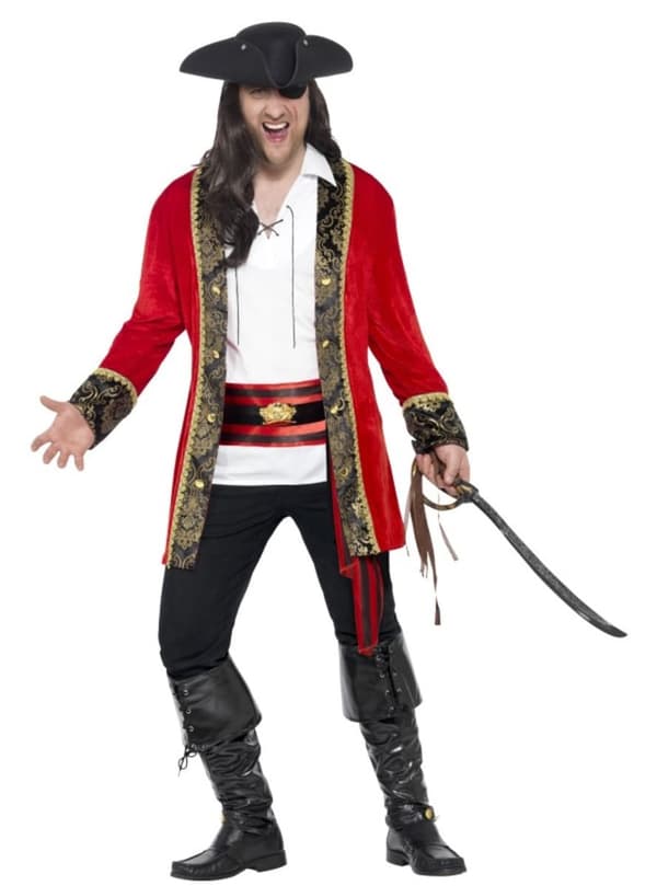 Piratkaptajn kostume til mænd XL