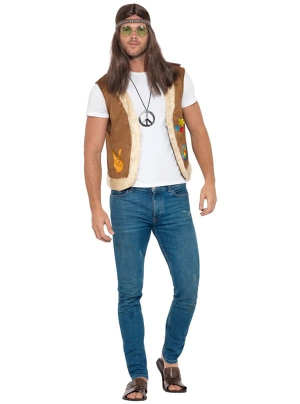 Väst hippie brun för vuxen M