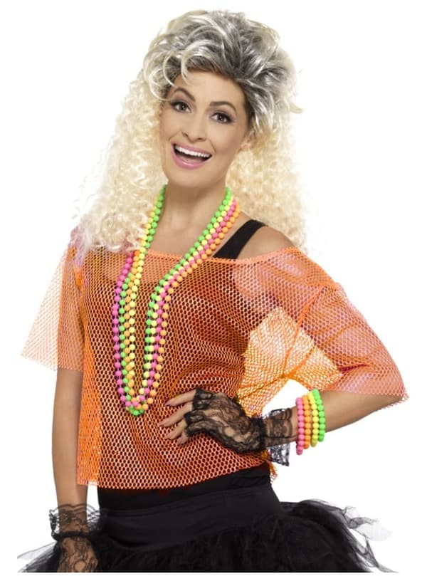 Neon-orange fiskernet t-shirt til kvinder L-XL