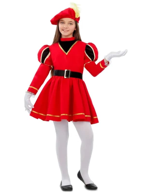 Elegant Royalt kostume til piger i rød 5-6 years