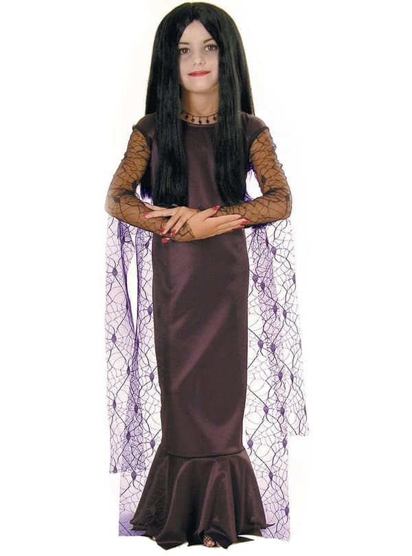 Morticia Familjen Addams dräkt barn