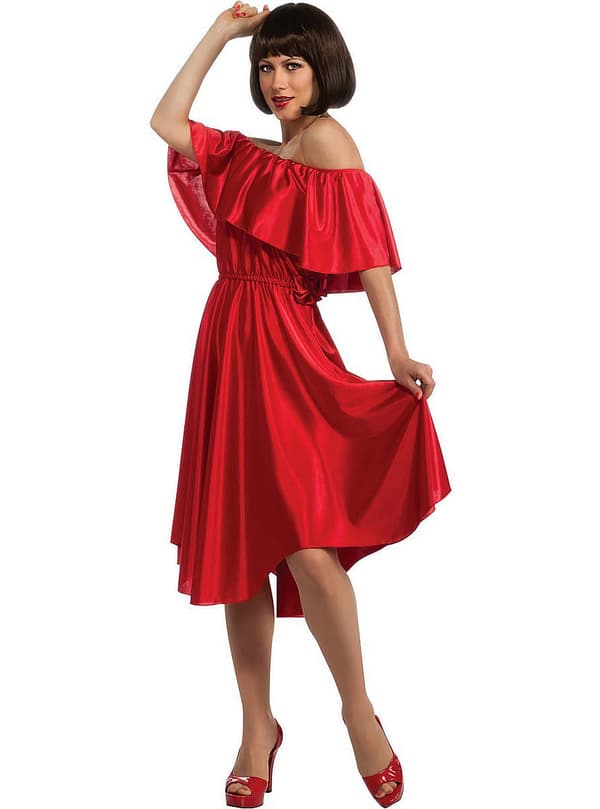 Saturday Night Fever rød kjole kostume S