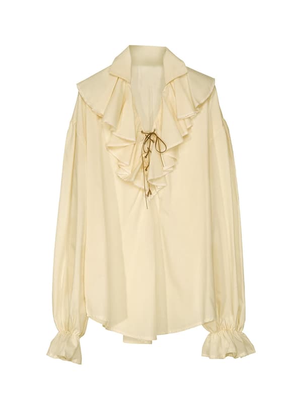 Beige piratskjorta Dam M