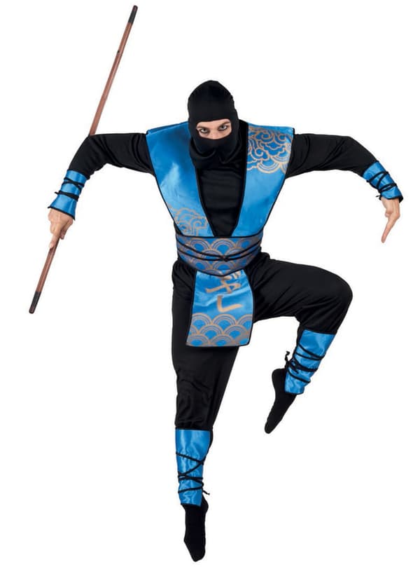 Maskeraddräkt Ninja blå vuxen