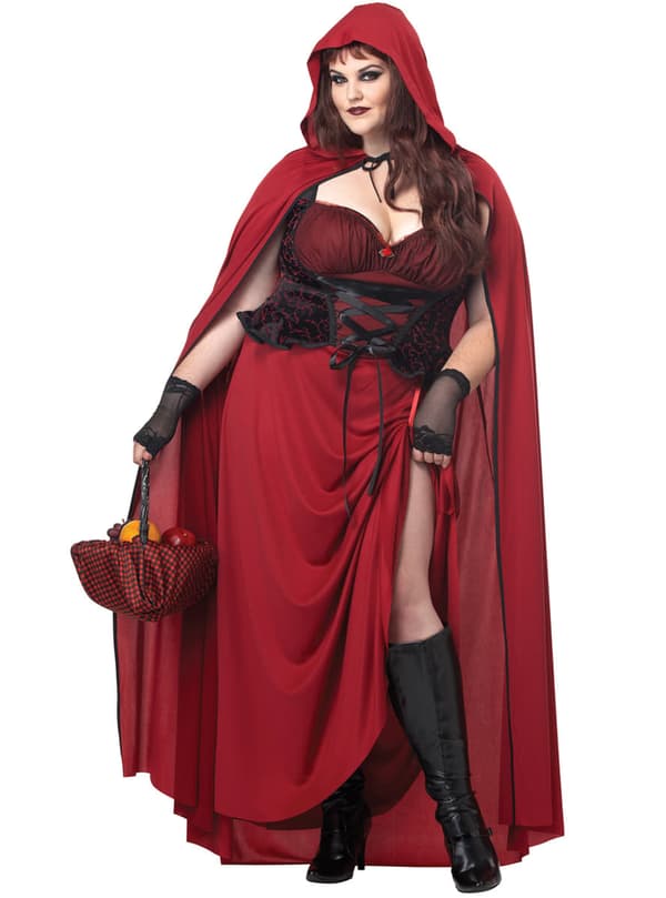 Rödluvan Mörk Maskeraddräkt Dam Plus Size