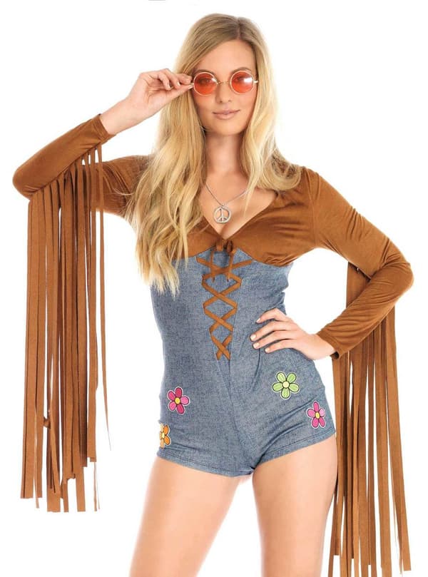 Maskeraddräkt hippie sexig deluxe dam L