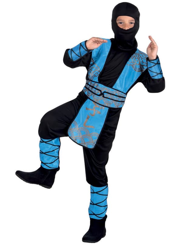 Maskeraddräkt Ninja blå för barn 4-6 years