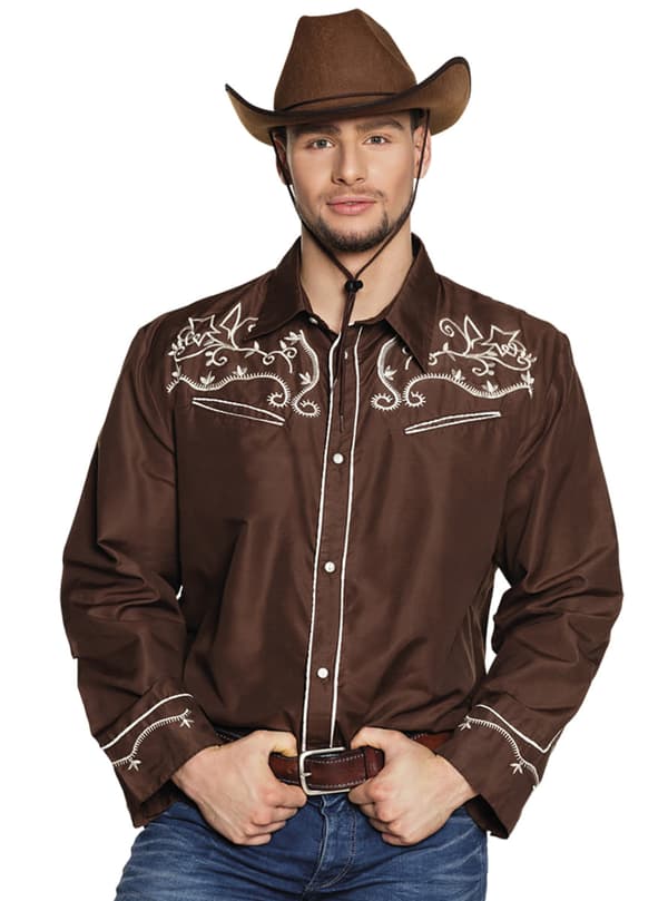 Brun cowboy skjorte til voksne L