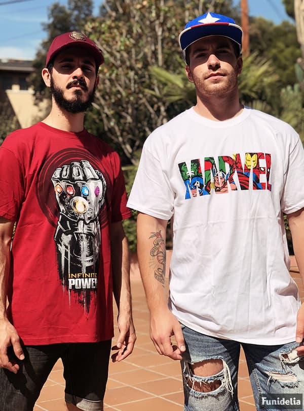 Thanos Infinity Gauntlet T-Shirt til mænd i Mørkerød - Avengers Infinity War