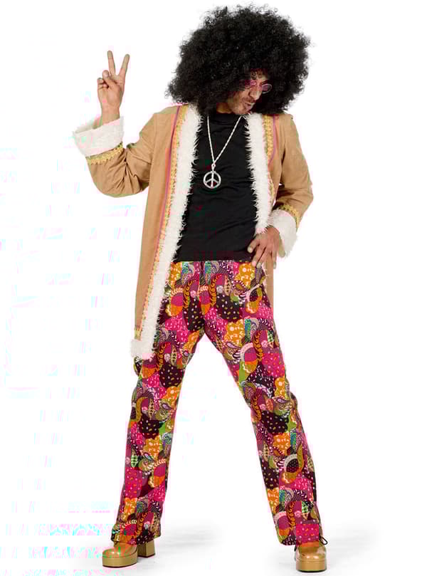 Beige hippie kostume til mænd