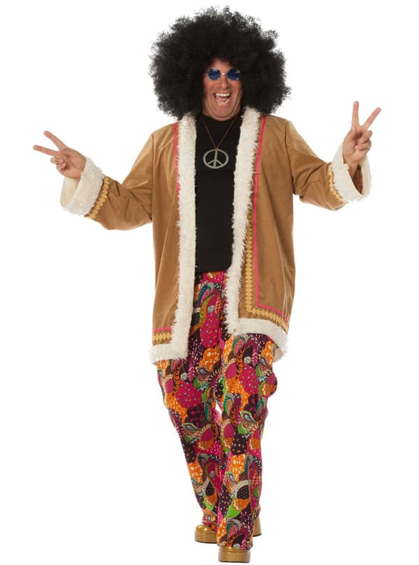 Beige hippie kostume til mænd
