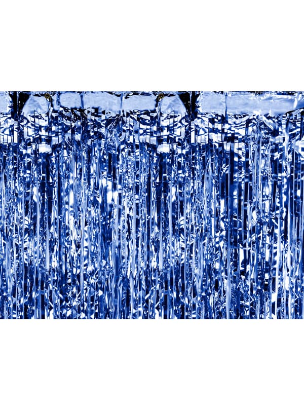 Gardin med fransar blå metallic