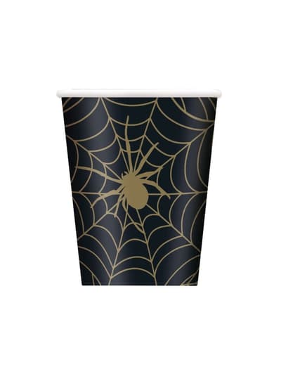 8 Edderkoppnett Kopper i Svart - Golden Spider