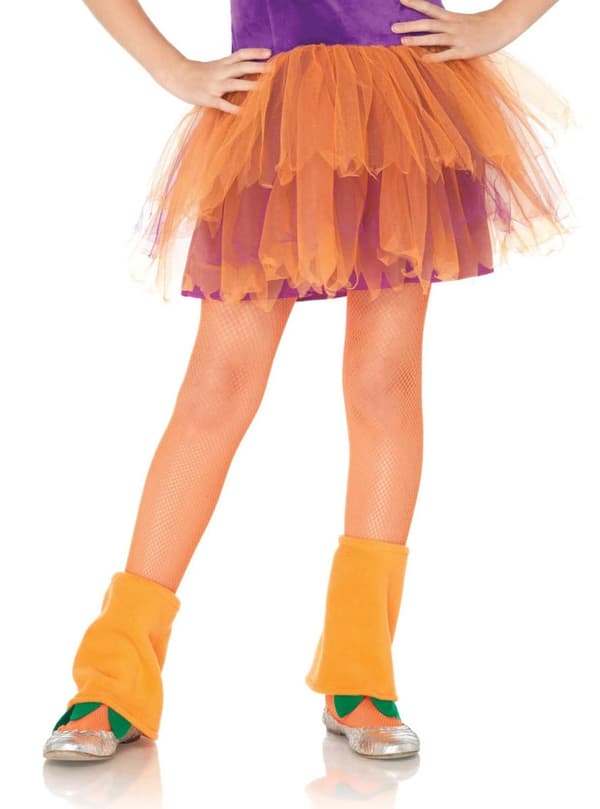 Oransje fiskenett tights til jenter 7-10 years