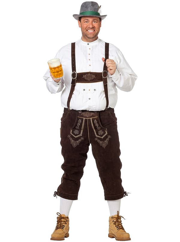 Lederhosen mörkbruna deluxe vuxen