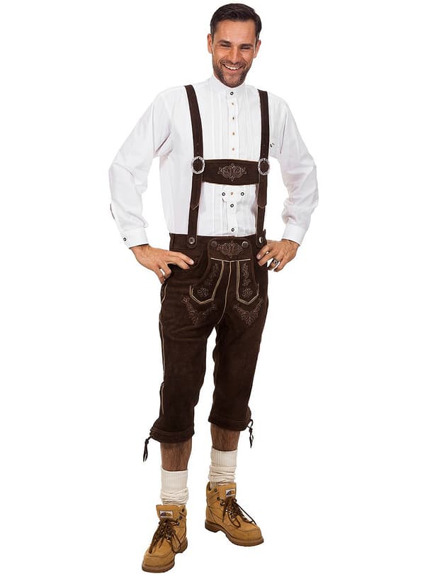 Deluxe mørke brune lederhosen til mænd XXXL