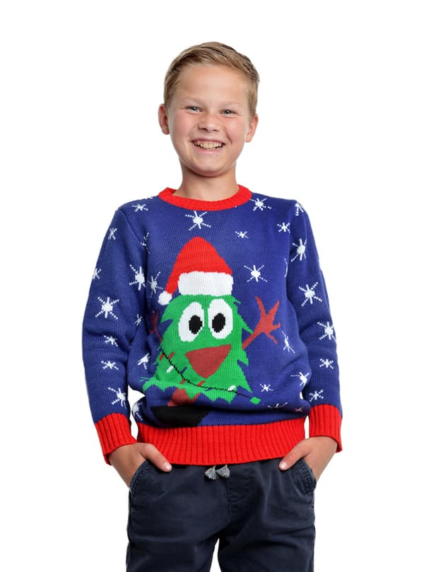 Blå julegenser til barn 3-4 years