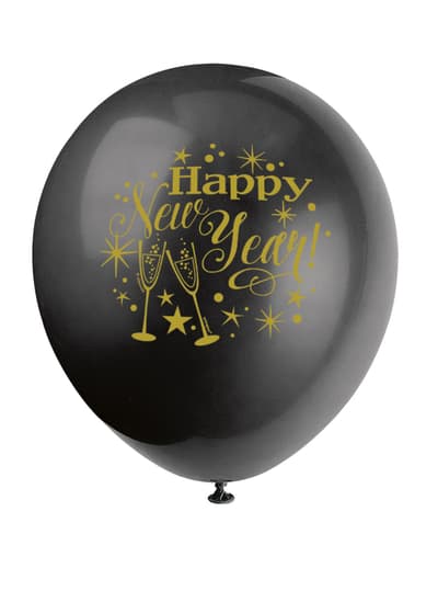 8 New Year lateksi-ilmapalloa - Glittering New Year