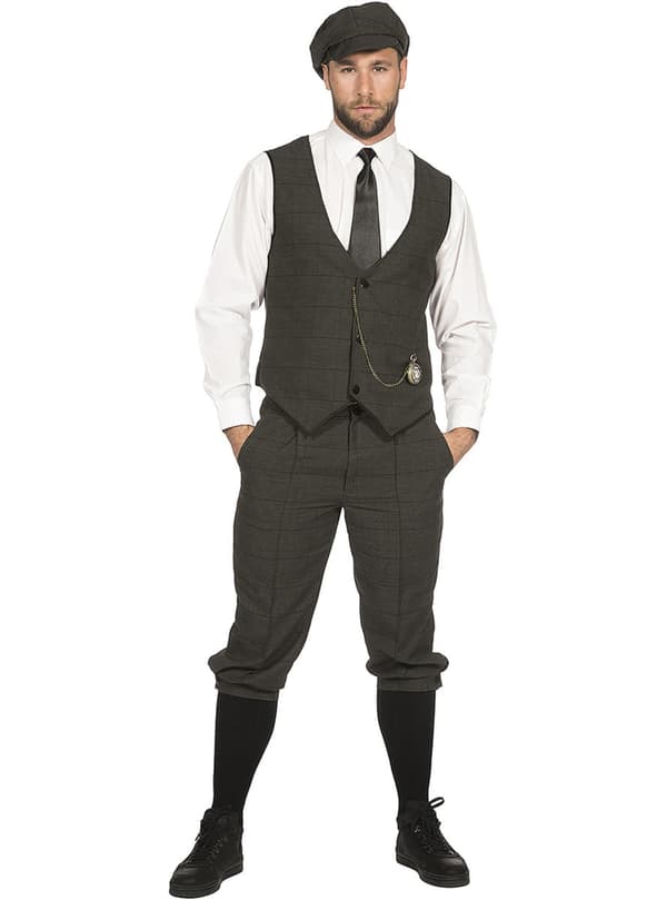 Elegant Irsk Gangster Kostume til Mænd i grå