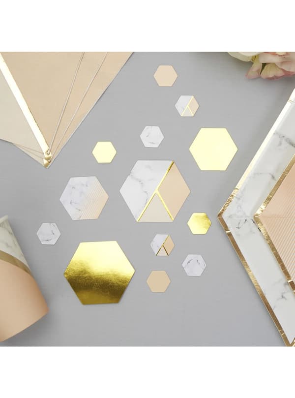 Bordkonfetti med geometrisk ferskenmønster - Colour Block Marble