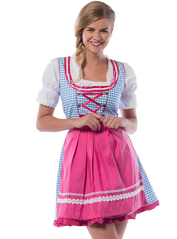Dirndl Oktoberfest rosa och blå dam XL