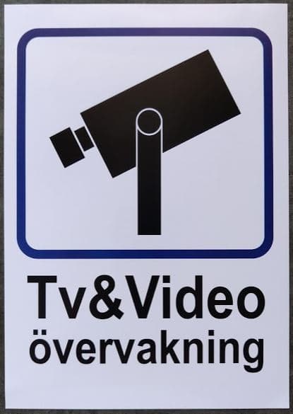 TV/Videoövervakning 3 st dekaler 15x21 cm. Motverkar tjuvar och inbrott.