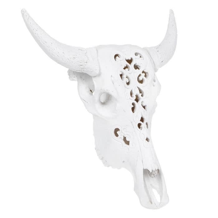 Polyresin tyrhovedpokal - 44 x 17,5 x 49,5 cm - Hvid