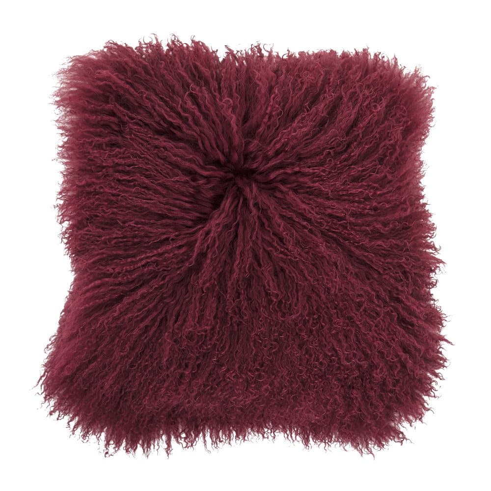 Bloomingville Pute Lammeskinn Mongolsk Lengde 40 cm, Bredde 40 cm Rød