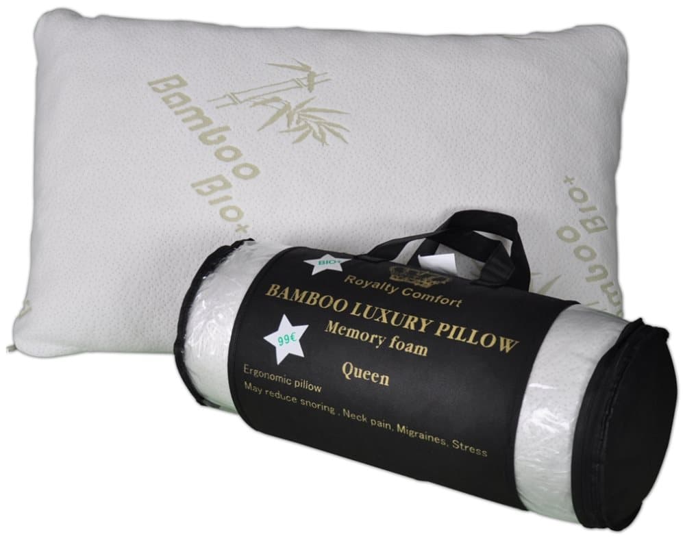 Royalty Comfort HG-5076BM: Bamboo Luxury Pillow with Ergonomic Memory Foam - Que