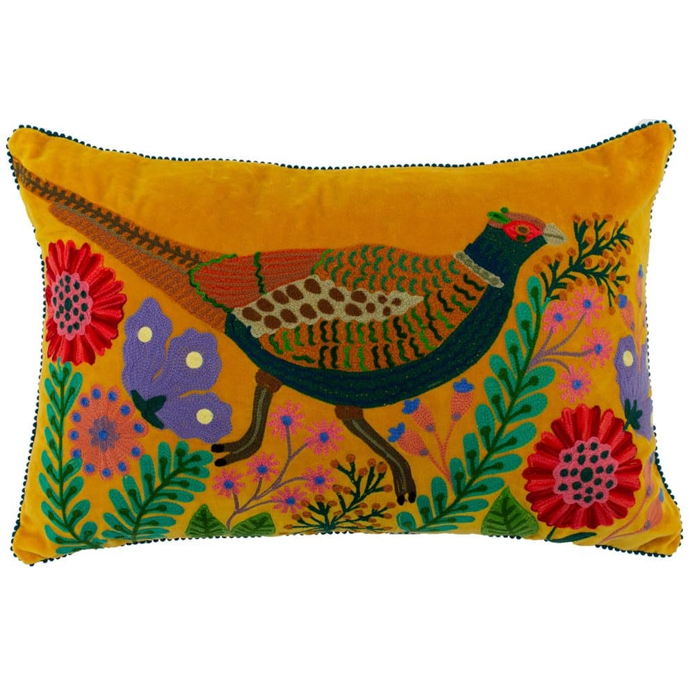 Riva Home Pheasant Design Rectangular Feather Filled Cushion