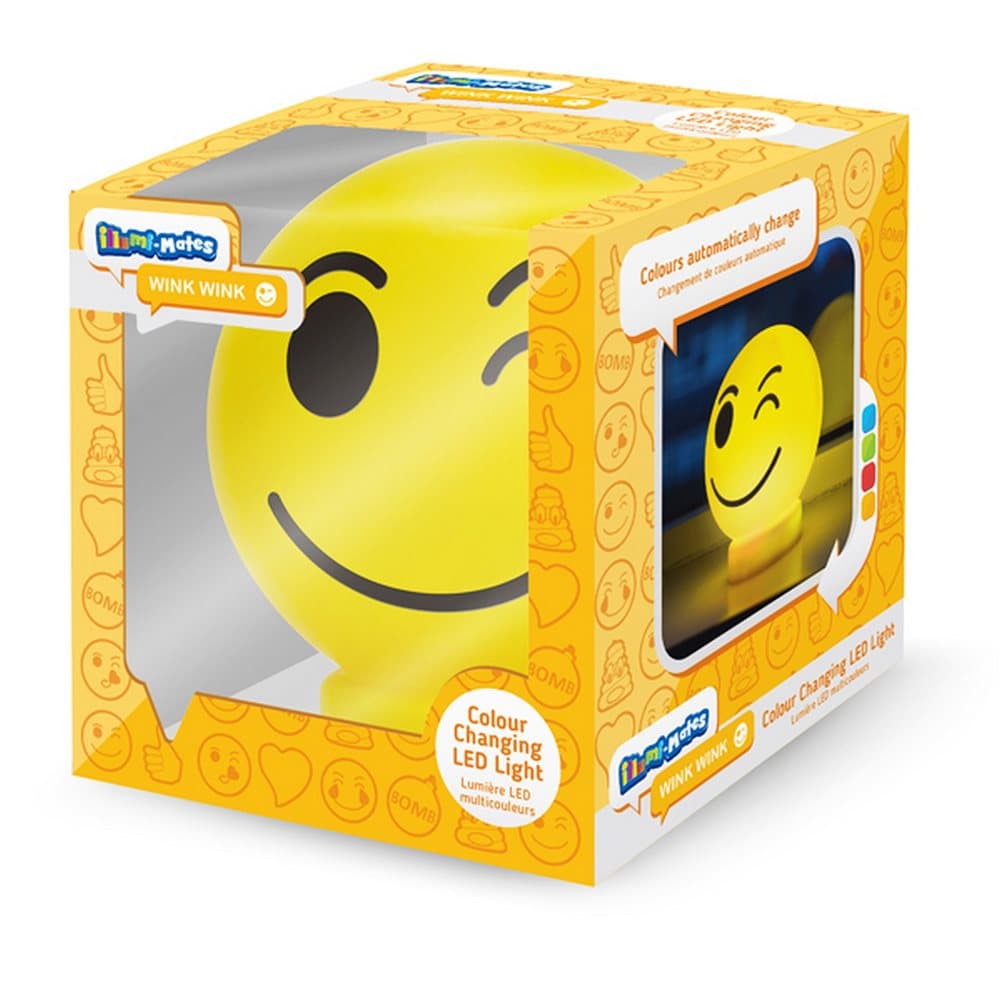 Illumi-Mates Official Childrens/Kids Emoji Colour Changing Bedside Lamp