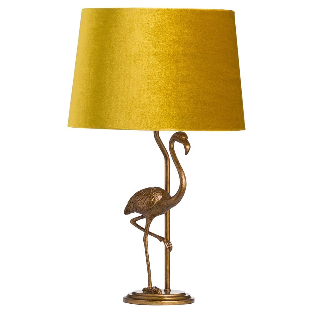 Hill Interiors Antique Style Flamingo Lamp With Velvet Shade