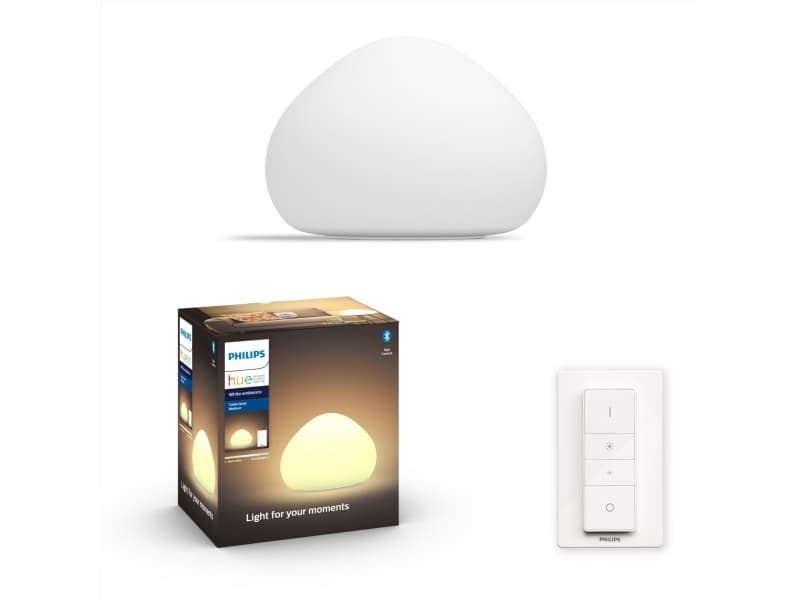 Philips Hue White ambiance Wellner bordslampa, Smart bordslampa, Vit, Bluetooth/Zigbee, LED, E27, Variabel