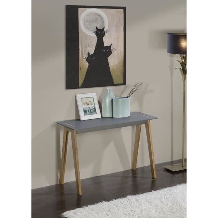 SHANA-konsoli - tammi ja harmaa sisustus - L 110 x L 40 x H 72