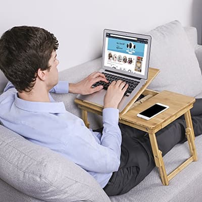 ADAM - Hopfällbart laptopbord/sidobord 54,5 cm gjord i bambu