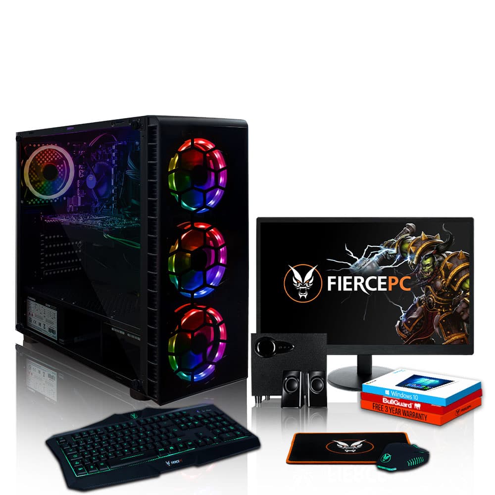 Fierce Trickster Gaming PC, Fast AMD Ryzen 3 3100 3.9GHz, 240GB SSD, 16GB RAM, GT 1030 2GB - 1141278
