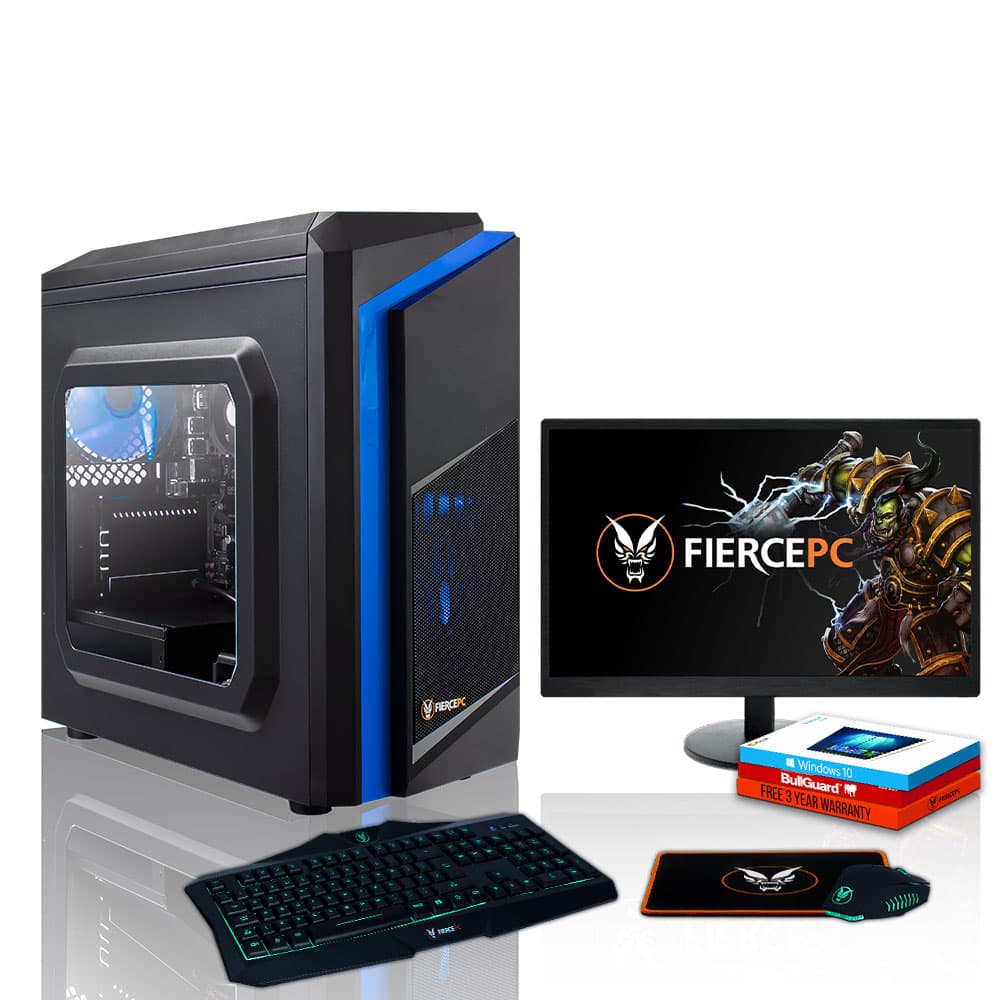 Fierce Trickster Gaming PC, Fast AMD Ryzen 3 3100 3.9GHz, 240GB SSD, 8GB RAM, GT 1030 2GB - 1141252