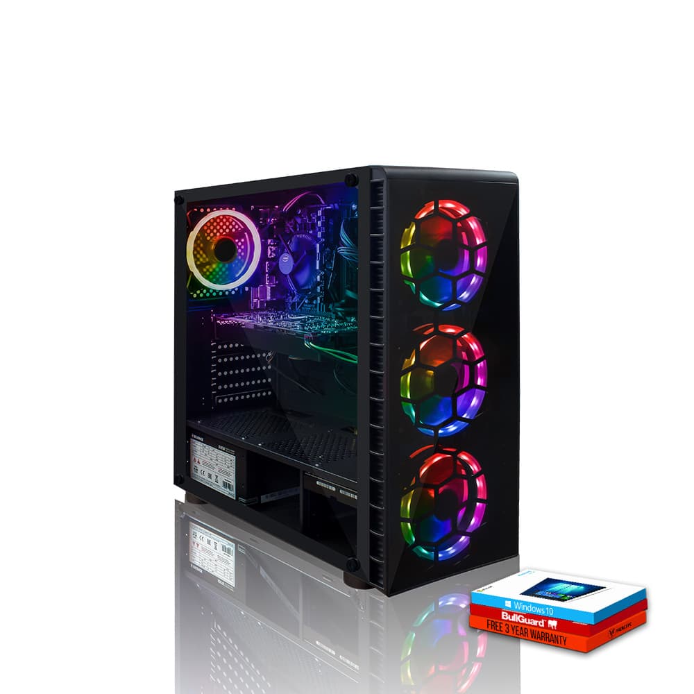 Fierce Trickster Gaming PC, Fast AMD Ryzen 3 3100 3.9GHz, 1TB HDD, 16GB RAM, GT 1030 2GB - 1141285
