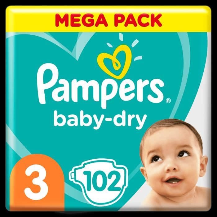Pampers Baby-Dry storlek 3, 102 blöjor