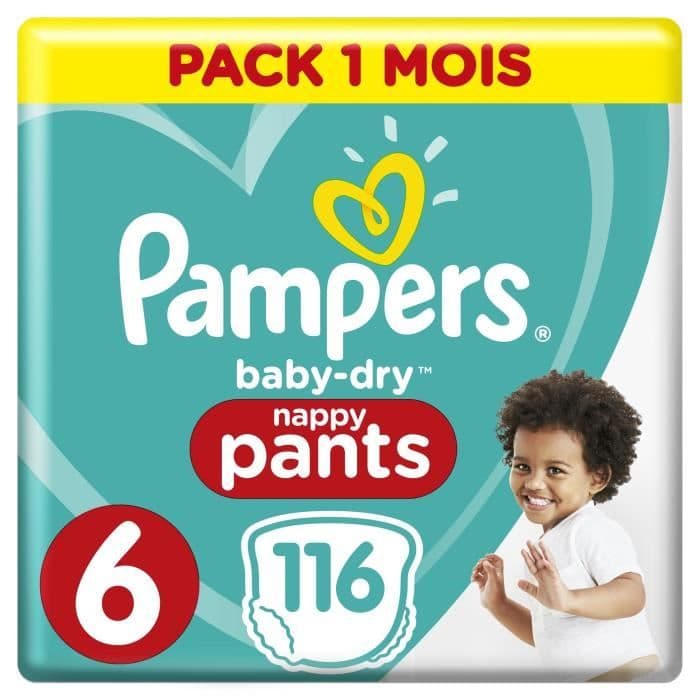 PAMPERS Barntorkbyxor Storlek 6, 15 kg +, 116 blöjor - 1 månads förpackning