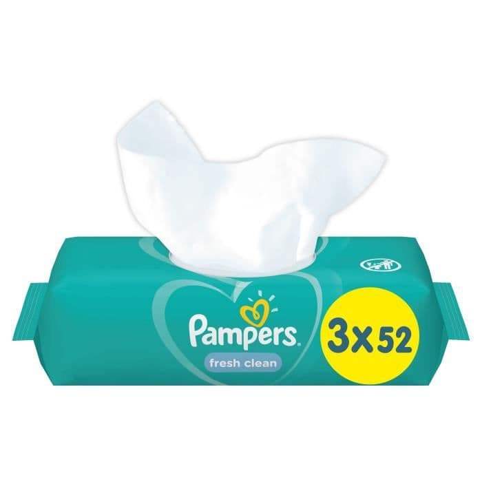 PAMPERS FRESHCLEAN babywipes - Sæt med 3 x 52 servietter - 156 servietter