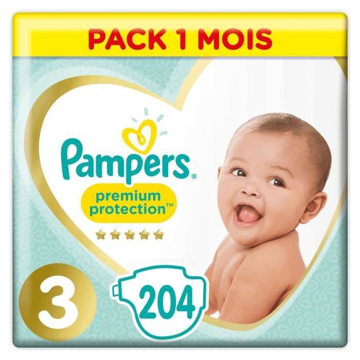 PAMPERS Premium-skydd Storlek 3 - 5 till 9 kg - 204 blöjor - 1 månadspaket
