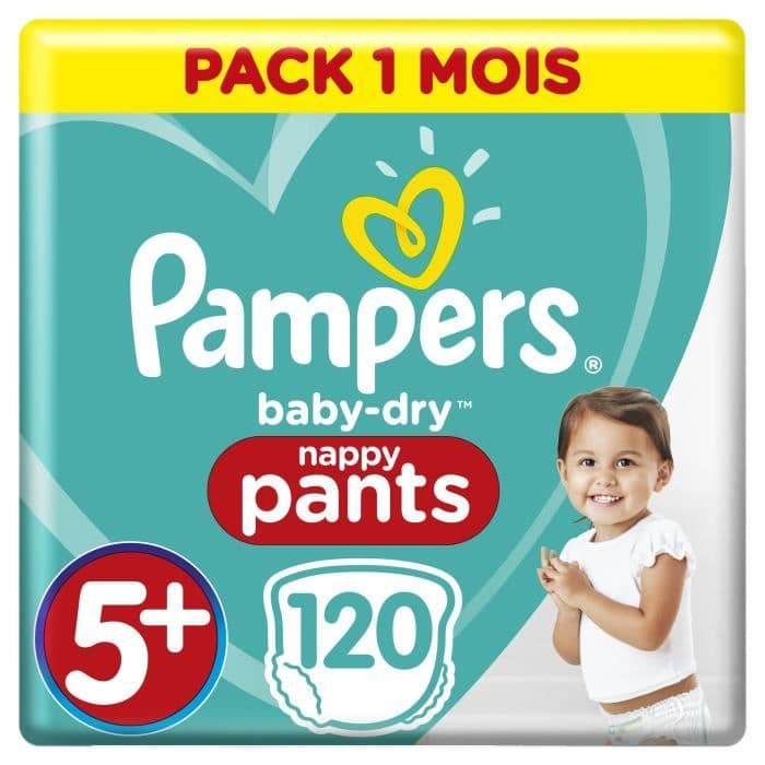 PAMPERS BABY-DRY PANTS - Koko 5+ - 120 kerrosta - 1 kuukauden pakkaus