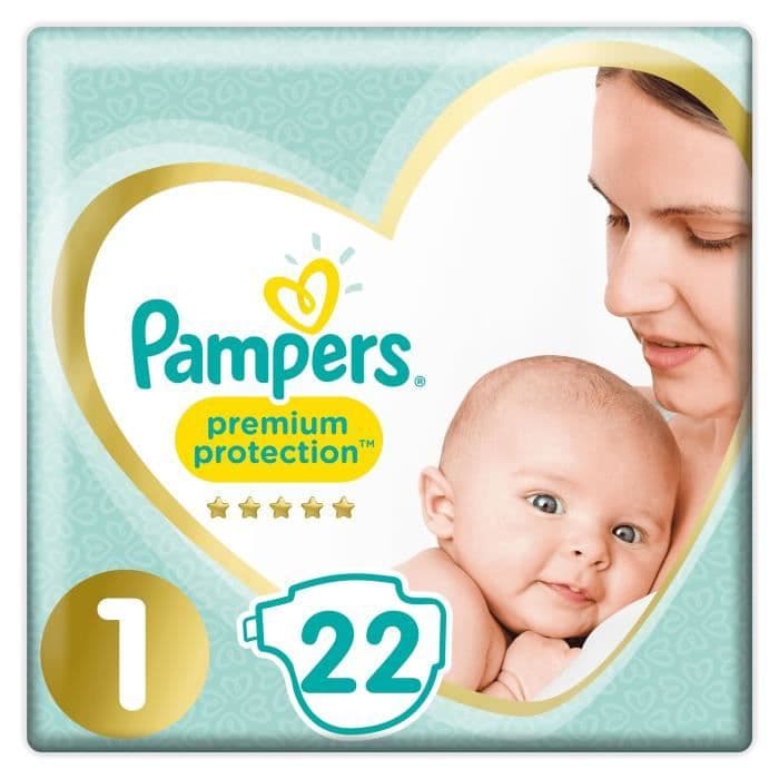 PAMPERS Premium Protection New Baby - Storlek 1 - 2 till 5Kg - 22 blöjor