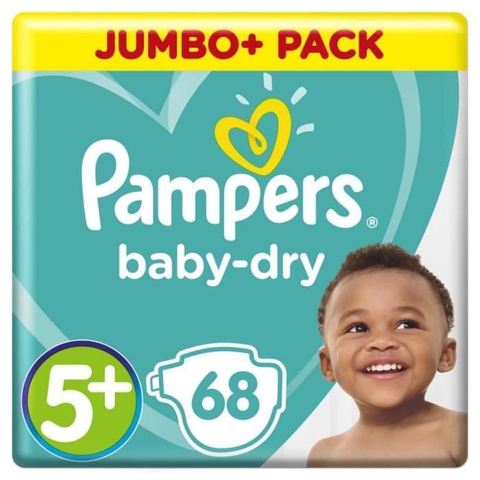 Pampers Baby-Dry, storlek 5+, 12-17 kg, 68 blöjor - Jumbo Pack