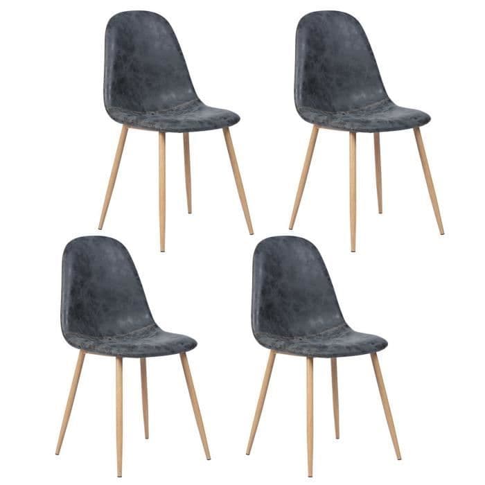 CHARLTON Sæt med 4 stole - Sort efterligning - L 42,5 x D 54,5 x H 86 cm