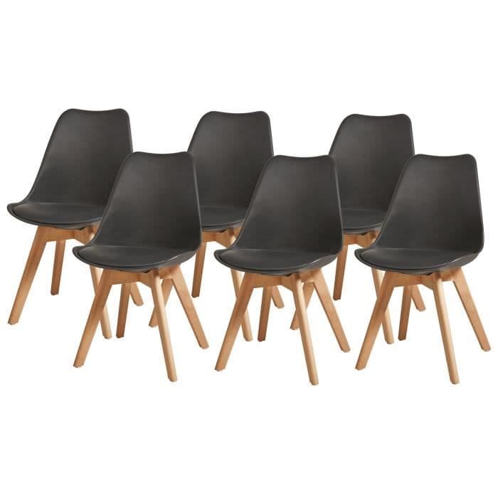 BJORN Erä 6 jalkatuolia pyökillä - musta keinonahka - L 48,5 x P 58 x K 83 cm