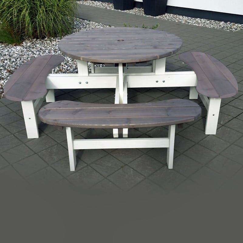 Bänkbord Eden Wood Picknick Rondo Grå/Vit