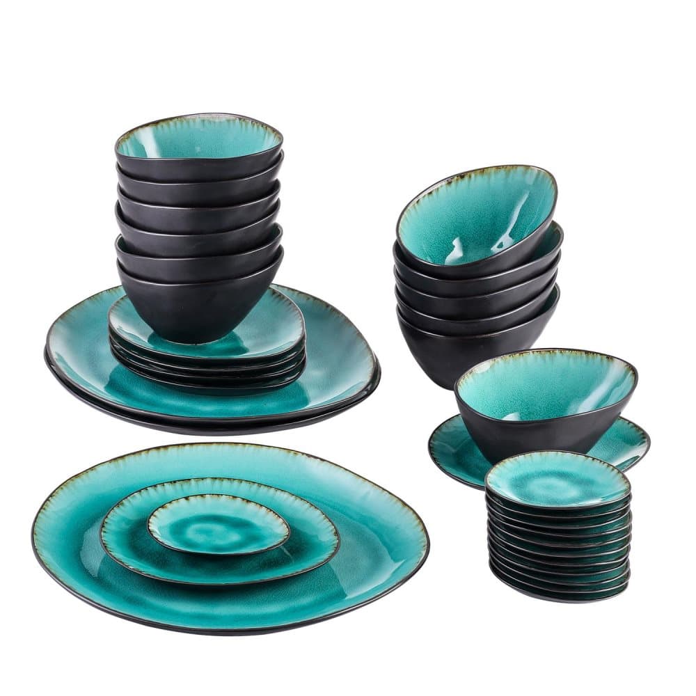 Vancasso Aqua serien, tallriks set 33-delar turkos