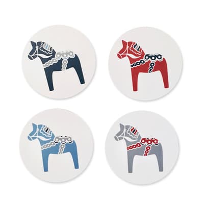Coaster mix Dalahäst 4-pack